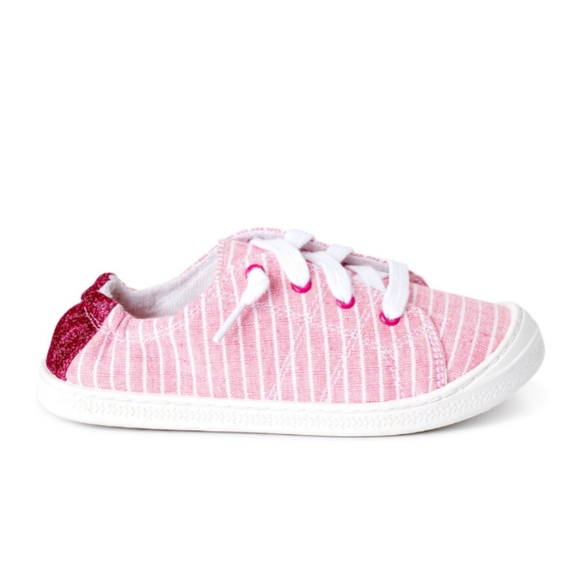 NWT Wonder Nation little girls Pink Stripes Casual Bump Toe Sneakers. Size 1 - Picture 2 of 6